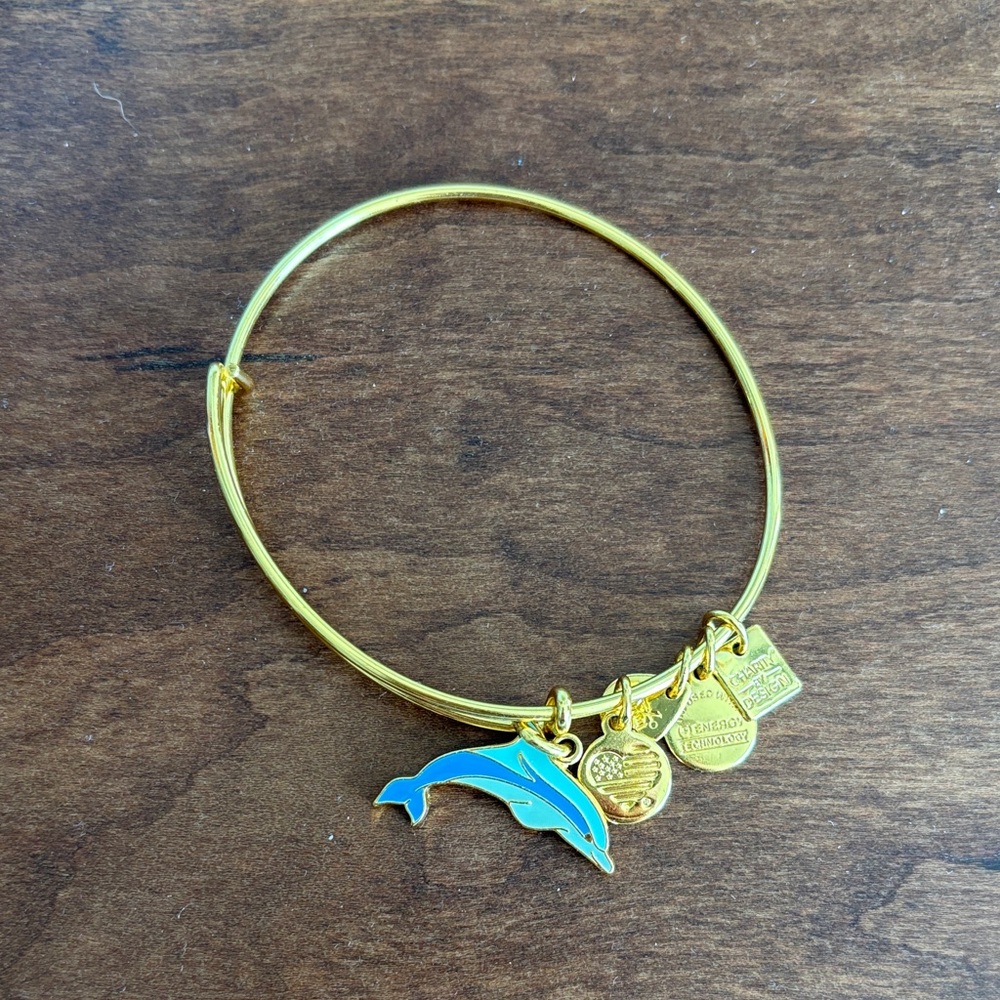 Alex and Ani Gold Dolphin Bangle Bracelet Like New